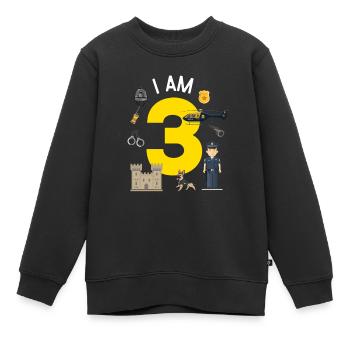 I am 3 - UK Police - Kids Premium Organic Sweatshirt - black - Front - AI Model Kid Female (0cm)