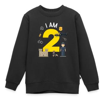 I am 2 - UK Police - Kids Premium Organic Sweatshirt - black - Front - AI Model Kid Female (0cm)