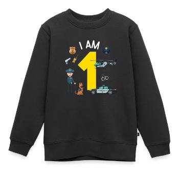 I am 1 - US Police - Kids Premium Organic Sweatshirt - black - Front - AI Model Kid Female (0cm)