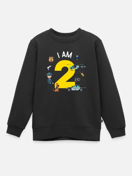 I am 2 - US Police - Kids Premium Organic Sweatshirt - black