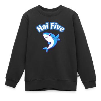 Hai grüßt mit "Hai five!" - Kinder Premium Organic Sweatshirt - Schwarz - Vorne - AI Model Kid Female (0cm)