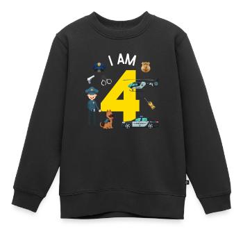 I am 4 - US Police - Kinder Premium Organic Sweatshirt - Schwarz - Vorne - AI Model Kid Female (0cm)