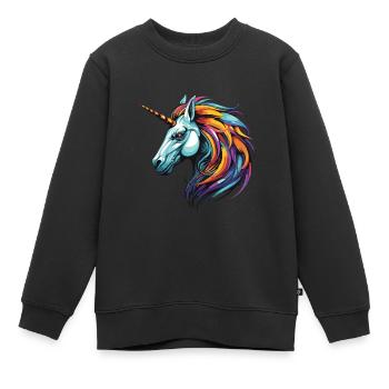 Portrait de licorne - Sweat Premium enfant bio - noir - Devant - AI Model Kid Female (0cm)