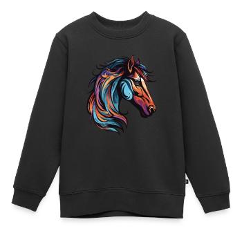 Tête de cheval - Sweat Premium enfant bio - noir - Devant - AI Model Kid Female (0cm)