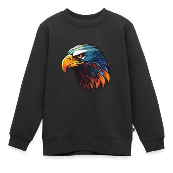 Tête d’aigle - Sweat Premium enfant bio - noir - Devant - AI Model Kid Female (0cm)