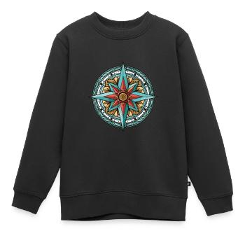 Kompass Wegweiser Travel - Kinder Premium Organic Sweatshirt - Schwarz - Vorne - AI Model Kid Female (0cm)