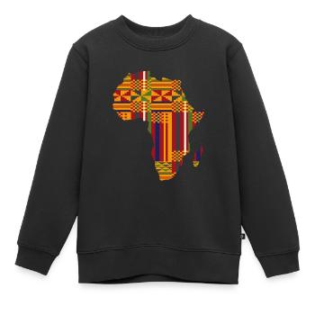 Afrique Kente - Sweat Premium enfant bio - noir - Devant - AI Model Kid Female (0cm)