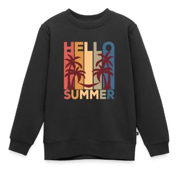 Hallo Sommer Vintage Palmen Hängematte Sonne Strand - Kinder Premium Organic Sweatshirt - Schwarz - Vorne - AI Model Kid Female (0cm)