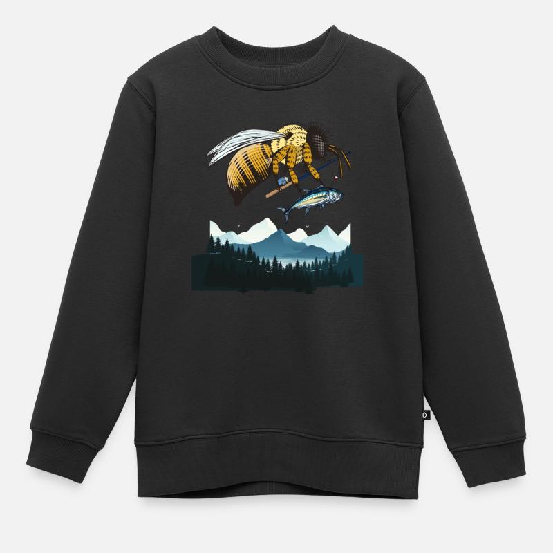 pêcheur drôle - Sweat Premium enfant bio - noir