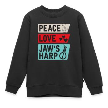 Peace Love Jaw's Harp Lamellophone Music - Kids Premium Organic Sweatshirt - black - Front - AI Model Kid Female (0cm)