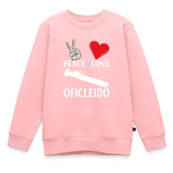 Peace Love Oficleido Music Instrument - Kinder Premium Organic Sweatshirt - Rosa - Vorne - AI Model Kid Female (0cm)