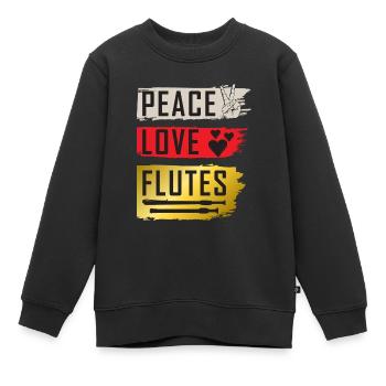 Peace Love Flutes Falutist Flute Players - Kinder Premium Organic Sweatshirt - Schwarz - Vorne - AI Model Kid Female (0cm)