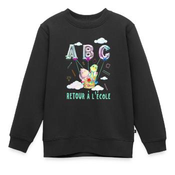 Retour à l'école - Le cadeau rentrée scolaire - Sweat Premium enfant bio - noir - Devant - AI Model Kid Female (0cm)
