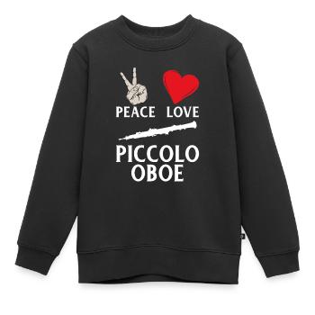 Peace Love Piccolo Oboe Music Instrument - Kinder Premium Organic Sweatshirt - Schwarz - Vorne - AI Model Kid Female (0cm)