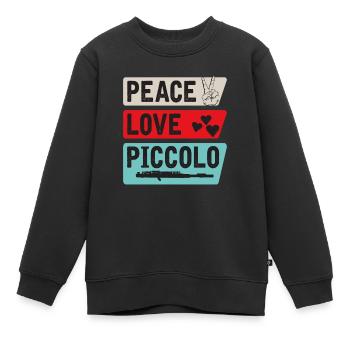 Peace Love Piccolo Musical Instrument - Kinder Premium Organic Sweatshirt - Schwarz - Vorne - AI Model Kid Female (0cm)