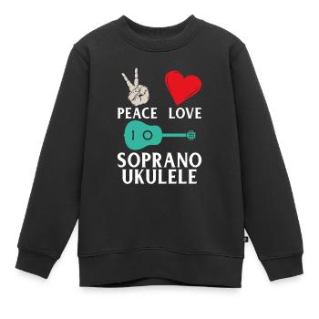 Peace Love Soprano Ukulele Instrument - Kinder Premium Organic Sweatshirt - Schwarz - Vorne - AI Model Kid Female (0cm)