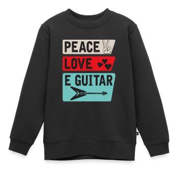 Peace Love E Instrument de musique de guitare - Sweat Premium enfant bio - noir - Devant - AI Model Kid Female (0cm)