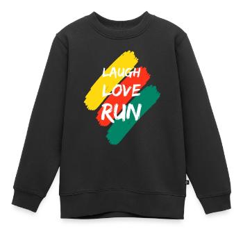 Laugh Love Run - Kinder Premium Organic Sweatshirt - Schwarz - Vorne - AI Model Kid Female (0cm)