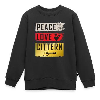 Peace Love Cittern Irish Step dancing - Kinder Premium Organic Sweatshirt - Schwarz - Vorne - AI Model Kid Female (0cm)
