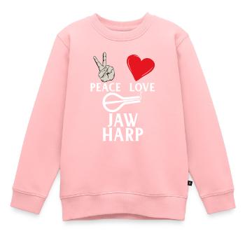 Peace Love Jaw Harp Music Instrument - Kinder Premium Organic Sweatshirt - Rosa - Vorne - AI Model Kid Female (0cm)
