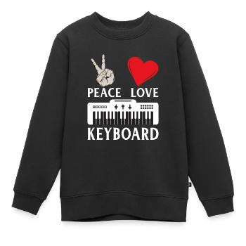 Peace Love Keyboard Piano Keyboard - Kids Premium Organic Sweatshirt - black - Front - AI Model Kid Female (0cm)