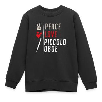 Peace Love Piccolo Oboe Marching Band - Kinder Premium Organic Sweatshirt - Schwarz - Vorne - AI Model Kid Female (0cm)