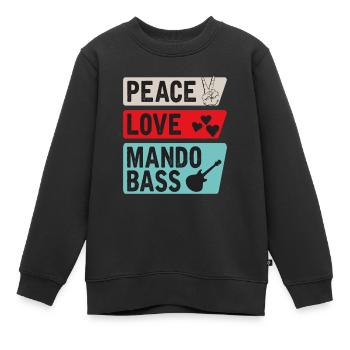Peace Love Mando Bass Bluegrass Music - Kinder Premium Organic Sweatshirt - Schwarz - Vorne - AI Model Kid Female (0cm)