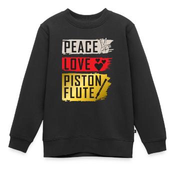 Peace Love Piston Flute Slide Whistle - Kinder Premium Organic Sweatshirt - Schwarz - Vorne - AI Model Kid Female (0cm)