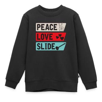 Peace Love Slide Musical Instrument - Kinder Premium Organic Sweatshirt - Schwarz - Vorne - AI Model Kid Female (0cm)