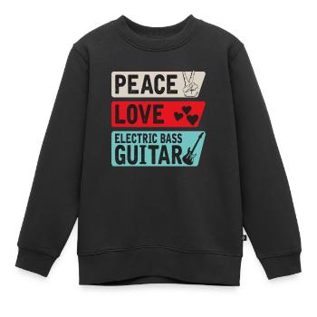 Peace Love Electric Bass Guitar Music - Kinder Premium Organic Sweatshirt - Schwarz - Vorne - AI Model Kid Female (0cm)