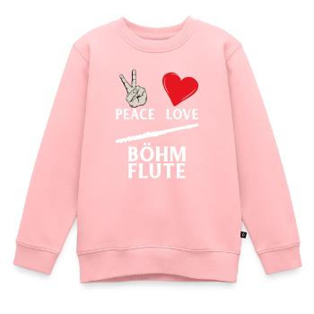 Peace Love Bohm Flute Musical Instrument - Kinder Premium Organic Sweatshirt - Rosa - Vorne - AI Model Kid Female (0cm)