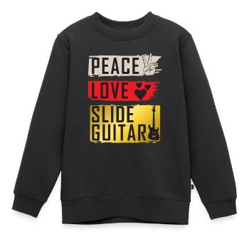 Peace Love Slide Guitar Music Instrument - Kinder Premium Organic Sweatshirt - Schwarz - Vorne - AI Model Kid Female (0cm)