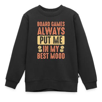 Board Games Always Put Me In My Best Mood Dice - Kinder Premium Organic Sweatshirt - Schwarz - Vorne - AI Model Kid Female (0cm)