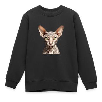 Sphynx-Katze - Kinder Premium Organic Sweatshirt - Schwarz - Vorne - AI Model Kid Female (0cm)