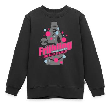 fruehling - Kinder Premium Organic Sweatshirt - Schwarz - Vorne - AI Model Kid Female (0cm)
