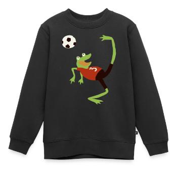 Fussballfrosch - Kinder Premium Organic Sweatshirt - Schwarz - Vorne - AI Model Kid Female (0cm)