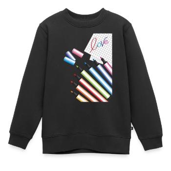 amour écrit - Sweat Premium enfant bio - noir - Devant - AI Model Kid Female (0cm)