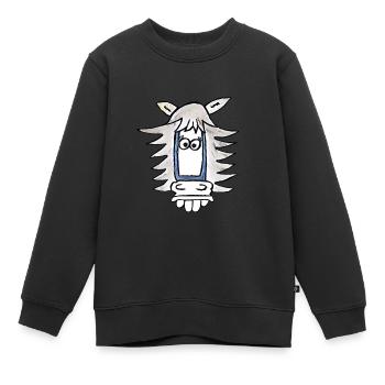 lustiges Pferd Comic - Kinder Premium Organic Sweatshirt - Schwarz - Vorne - AI Model Kid Female (0cm)