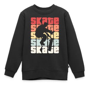 Skate Retro - Skater - Skateboard - Skateboarder - Sweat Premium enfant bio - noir - Devant - AI Model Kid Female (0cm)