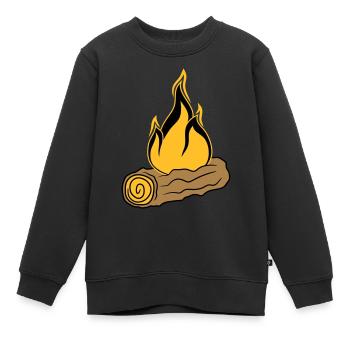 bois branche forêt arbre tronc gravure sur bois forêt feu son - Sweat Premium enfant bio - noir - Devant - AI Model Kid Female (0cm)