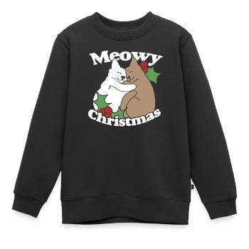 Chemise de Noël Meowy - Sweat Premium enfant bio - noir - Devant - AI Model Kid Female (0cm)