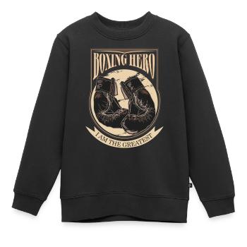 Boxing Hero - The Greatest - On Dark - Sweat Premium enfant bio - noir - Devant - AI Model Kid Female (0cm)