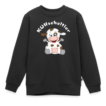 Kuscheltier Kuh = KUHscheltier - Kinder Premium Organic Sweatshirt - Schwarz - Vorne - AI Model Kid Female (0cm)