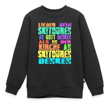 Skitouren Kirche - Kinder Premium Organic Sweatshirt - Schwarz - Vorne - AI Model Kid Female (0cm)