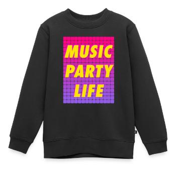 MUSIC PARTY LIFE - Kids Premium Organic Sweatshirt - black - Front - AI Model Kid Female (0cm)