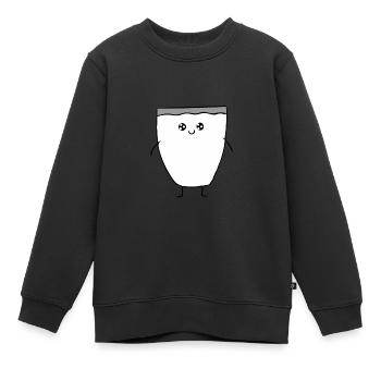Verre - dessin - lait - Sweat Premium enfant bio - noir - Devant - AI Model Kid Female (0cm)