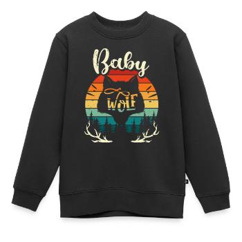 Baby Wolf - Rudel Geburt Kind Geschenk Familie - Kinder Premium Organic Sweatshirt - Schwarz - Vorne - AI Model Kid Female (0cm)