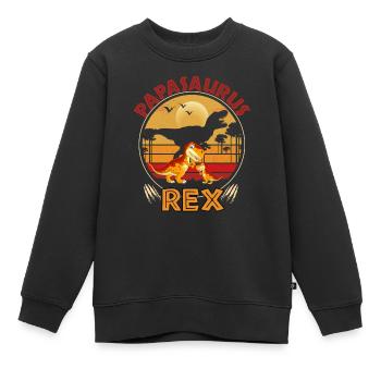 Papasaurus Rex - Kinder Premium Organic Sweatshirt - Schwarz - Vorne - AI Model Kid Female (0cm)