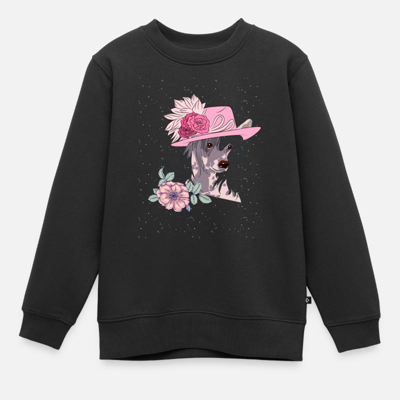 Chinois à crête avec chapeau - Sweat Premium enfant bio - noir