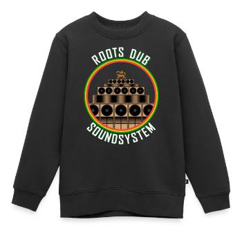 Système audio Roots Dub - Sweat Premium enfant bio - noir - Devant - AI Model Kid Female (0cm)